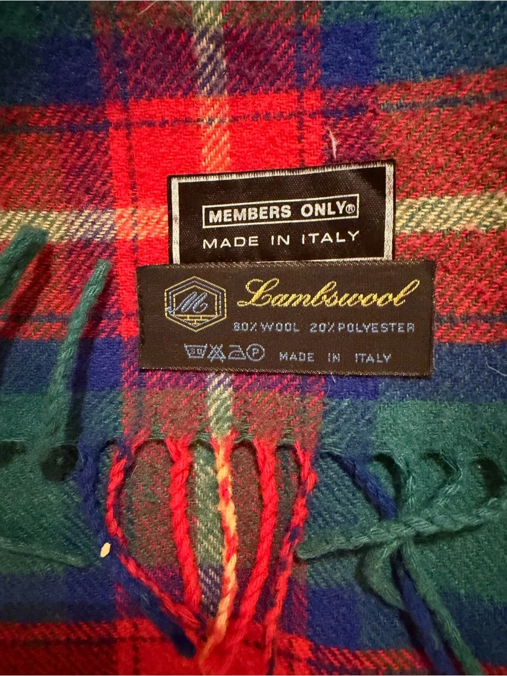 Green and red plaid super soft lambswool scarf
